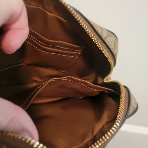 COACH Mini Camera Bag In Signature Canvas Khaki Saddle - Picture 16 of 16